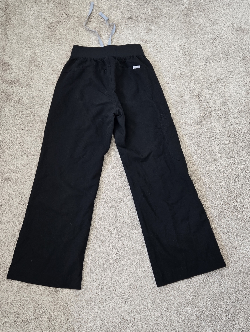 Figs Women Size S/P BLACK High Waisted Isabel Wide Leg Scrub Pants Pockets Work - Picture 10 of 16